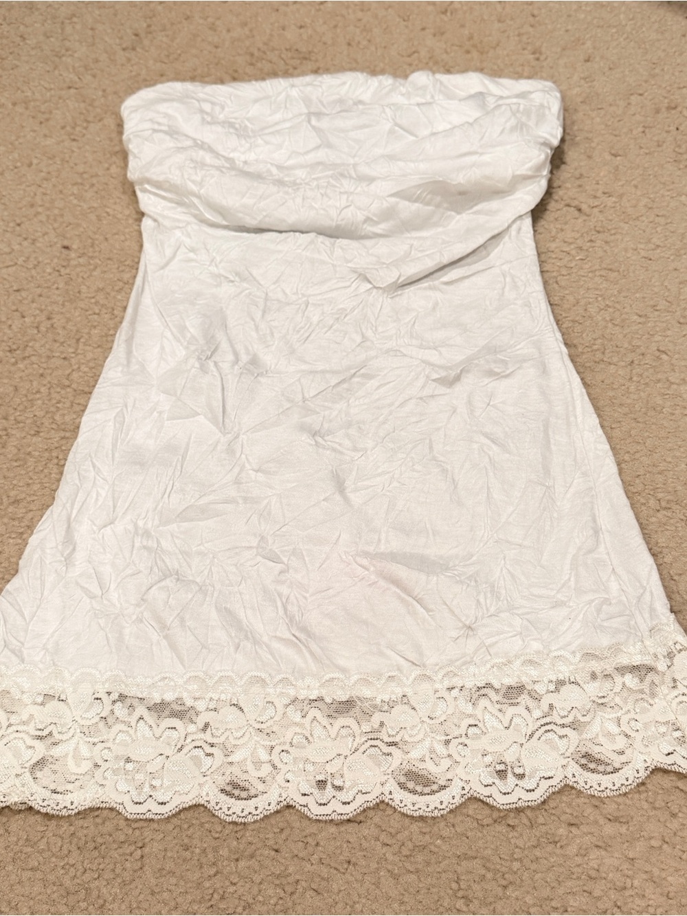 Arden B Lace Hem Tube Top in White XS